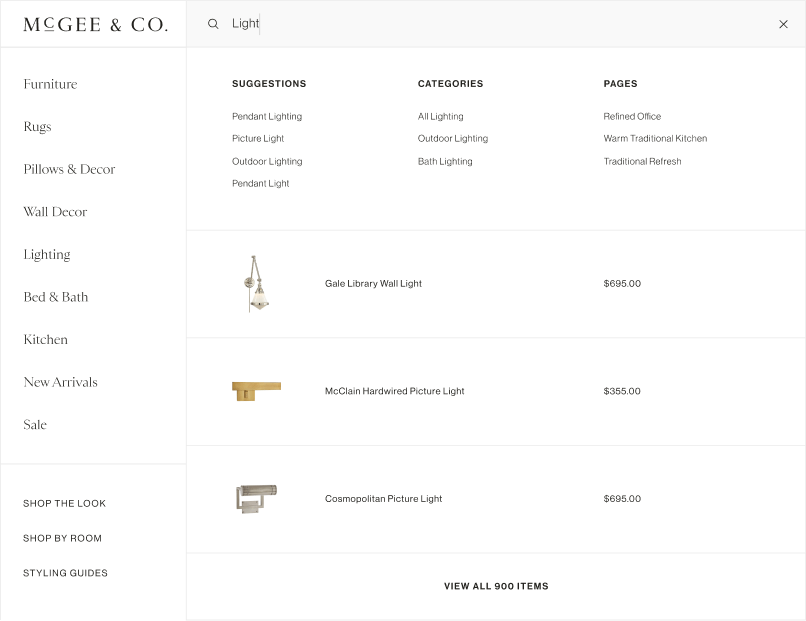McGee & Co. Search Panel